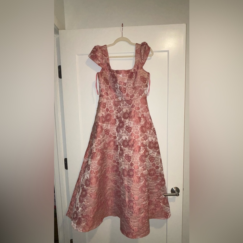 Theia Pink Floral Formal Dress